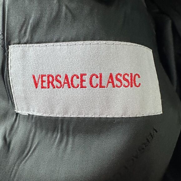 Versace Classic Suit Jacket Blazer Men's US 40R Black Red Pink Stitch Texture - Picture 7 of 11